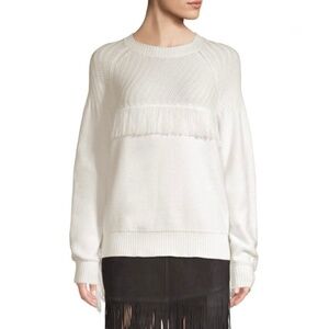 Frame Denim Fringe Knit Sweater Ivory S